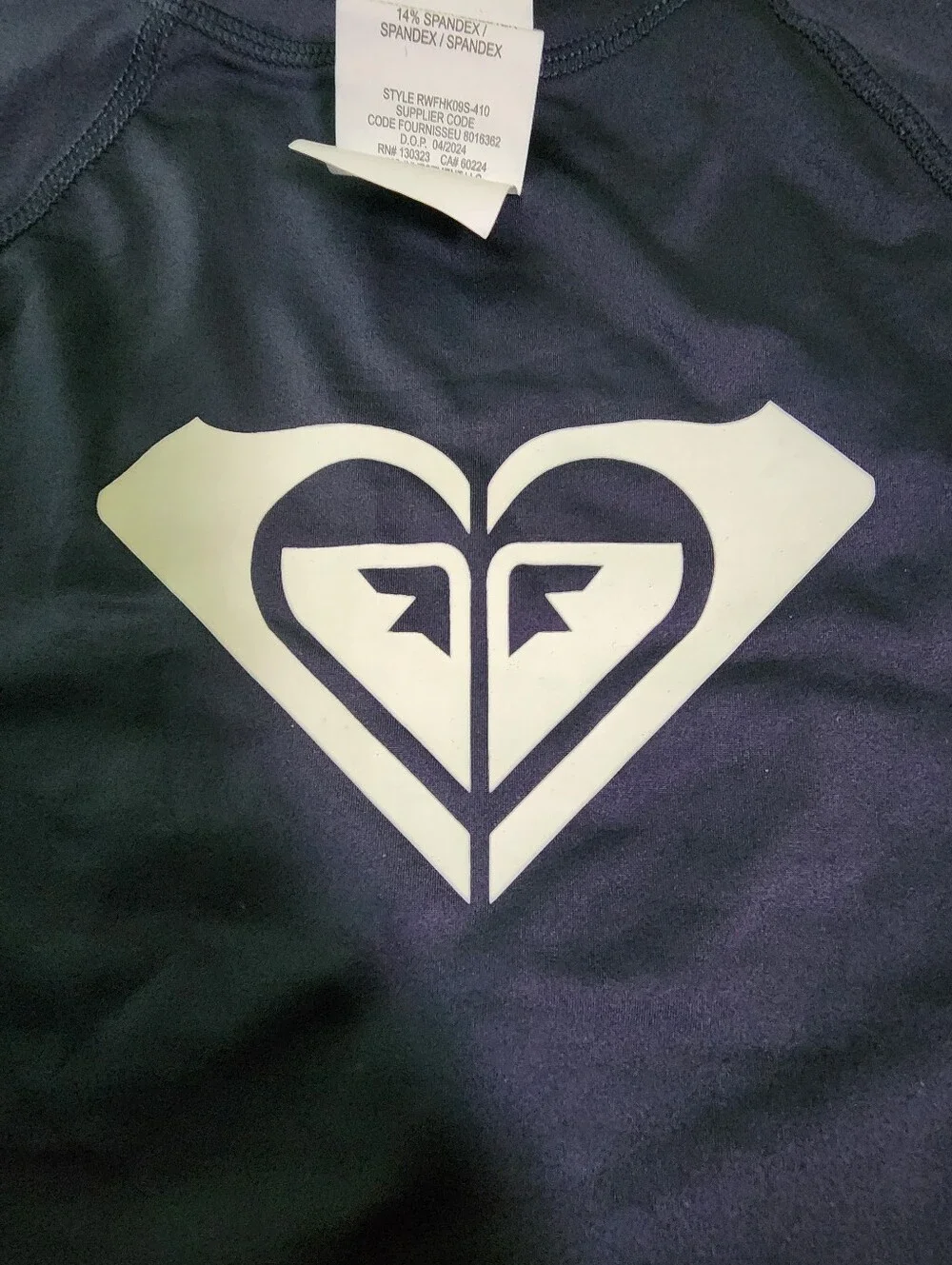 Roxy Navy Blue 3/4 Sleeve Logo Rash Guard Girls Kids Size M 8-10 NWT